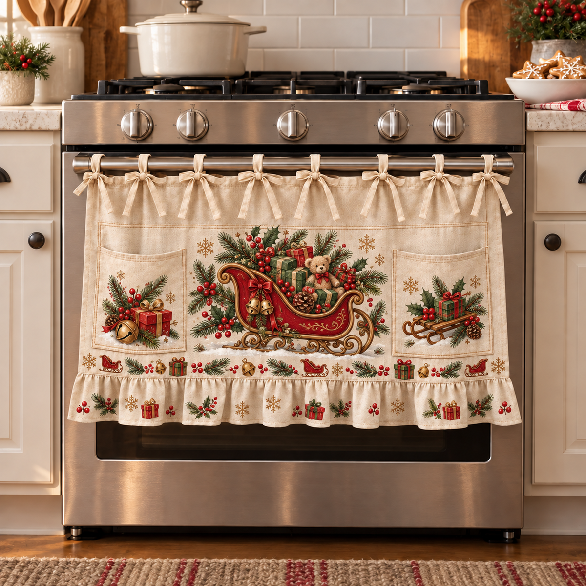 ⏳ Last Day 49% OFF – 🎄 Christmas Tie-On Pocket Curtain Collection