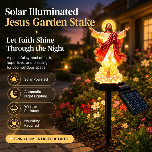☀️Statue de jardin de Jésus illuminée à l'énergie solaire🙏