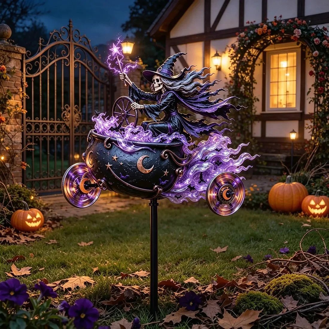 🎃 Halloween Motorcycle Garden Windmill 🏍️Upgrade to High-Speed Halloween Spooktacular 💨