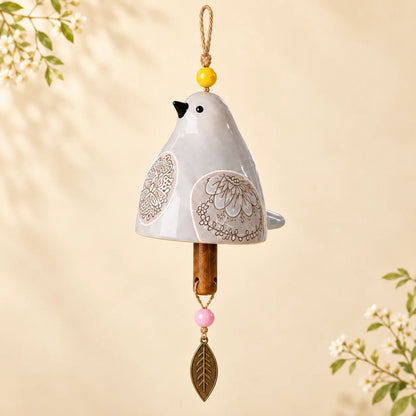 🐦Hand-Painted Resin Bird Wind Chime, Colorful Folk Art Garden Hanging Decor