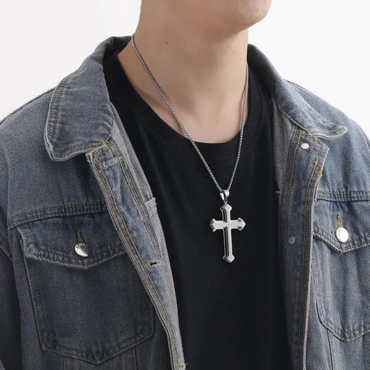 ✝️Collier croix de la prière du Seigneur pour hommes