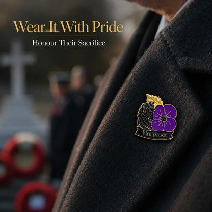 🐴 111th Anniversary War Horse Purple Poppy Remembrance Brooch | Meaningful Memorial Keepsake with Antique-Inspired Details for Veterans, Horse Lovers & History Collectors 💜
