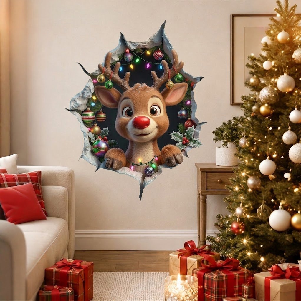 🔥Last Day 50% OFF-Creative 3D Christmas Santa Wall Sticker
