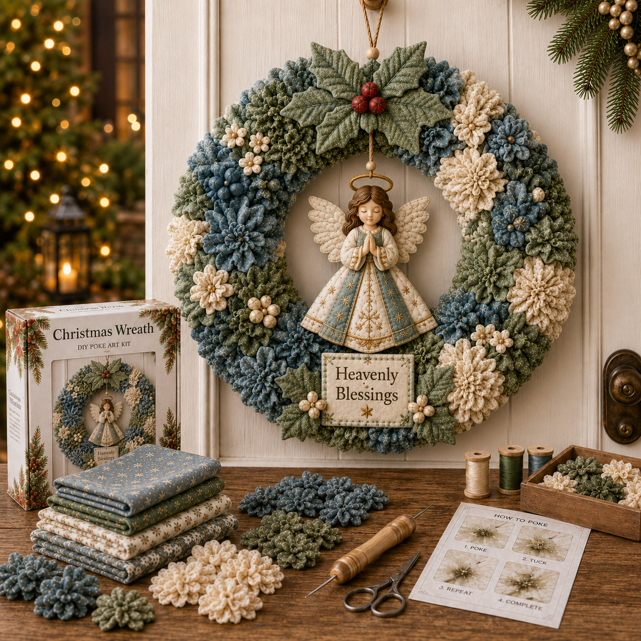 🔥49% Off Last Day - BUY 2 GET 1 FREE🔥🎄 3D Fabric Poke Wreath DIY Kit