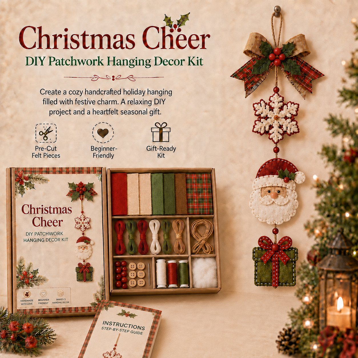 🔥Last Day BUY 3 GET 1 FREE✨ DIY Patchwork Hanging Decor Kit | A Heartfelt Handmade Decoration Full of Love & Memories