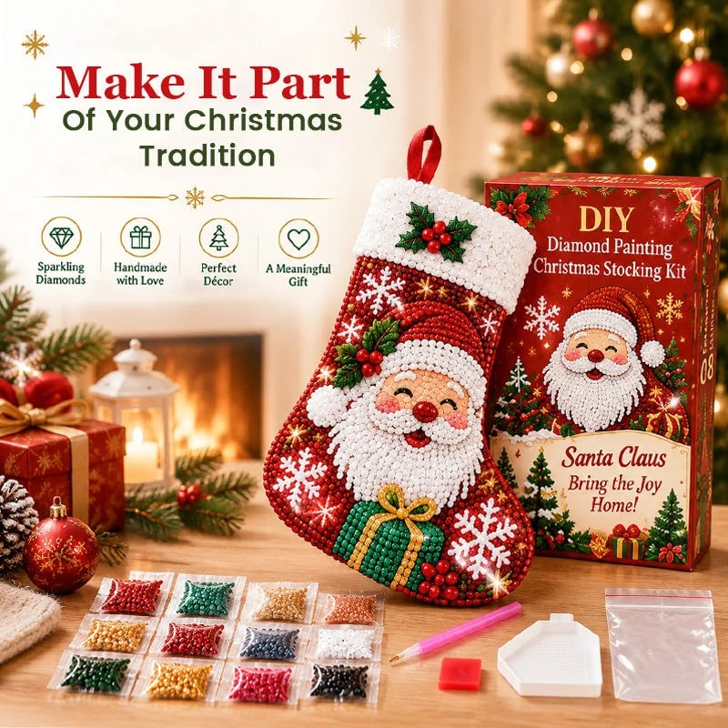 🎅 ✨ DIY Diamond Painting Christmas Stocking Kit - 🎄 Make a Christmas Stocking They’ll Remember