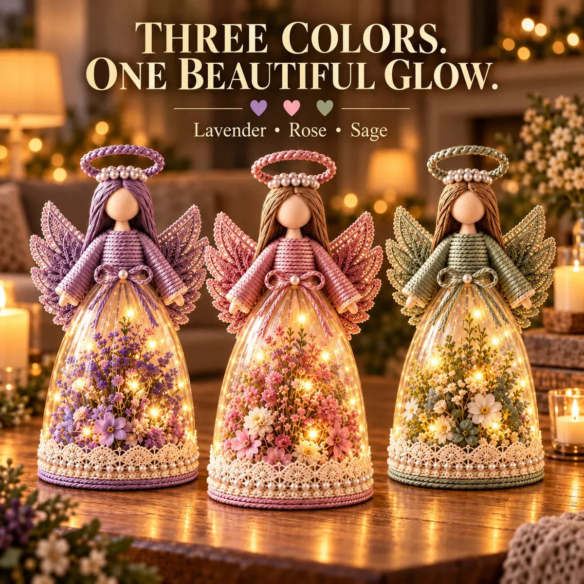⏳ Last Day 49% OFF – 👼 Blooming Guardian Angel Light | Floral LED Angel in Lavender, Rose & Sage ✨