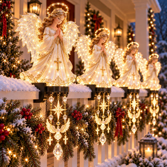 ✨ Heavenly Blessings Lighted Christmas Railing Collection – Peace, Love, Grace & Protection
