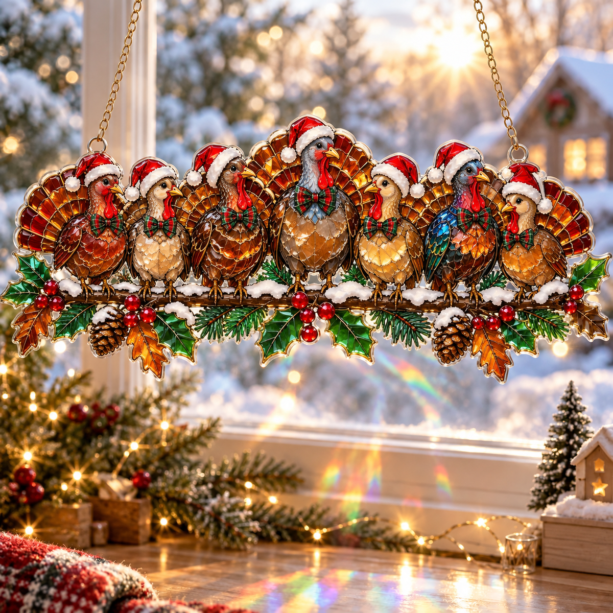 ✨ Whimsical Christmas Window Suncatchers – 11 Whimsical Stained-Glass Window Designs🎄
