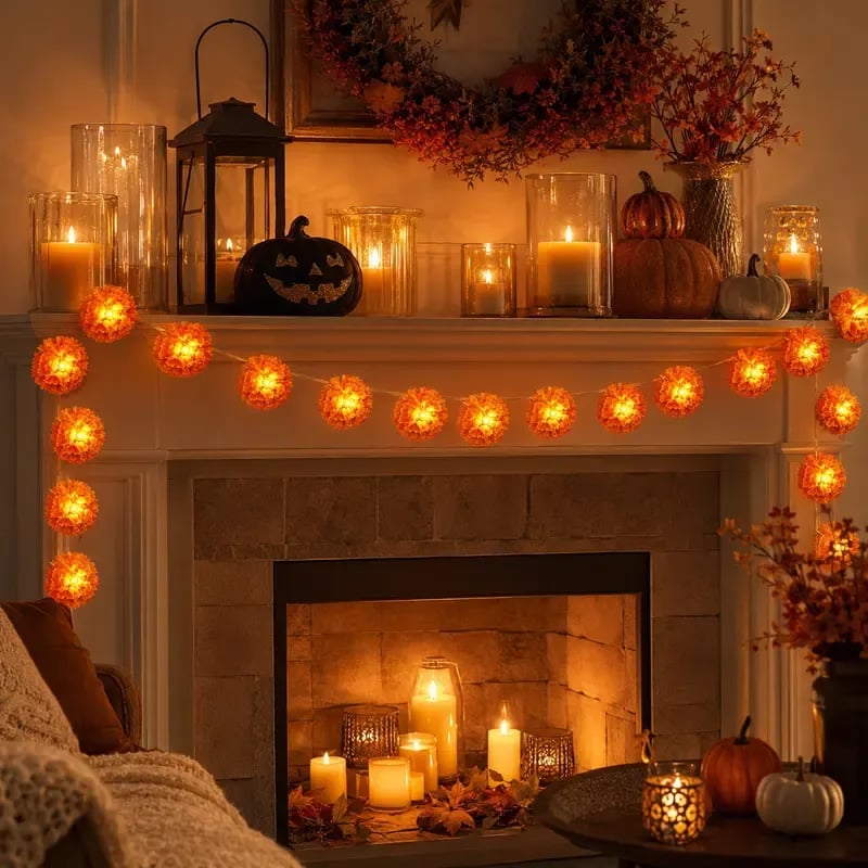 🎃Halloween Early Sale🎃🌼 Mexican Marigold Flower String Lights