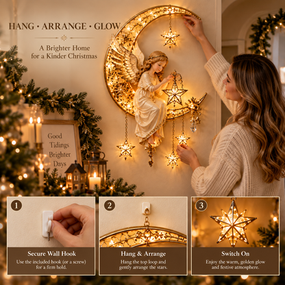 🔥Heavenly Angel Crescent Moon Glow™ - Lighted Christmas Wall Decor