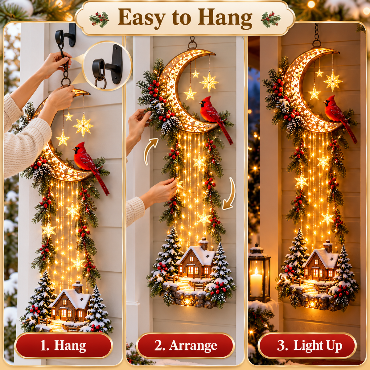 ✨Last Day 49% OFF🌙 Starlit Cardinal Moon Christmas Wall Decor