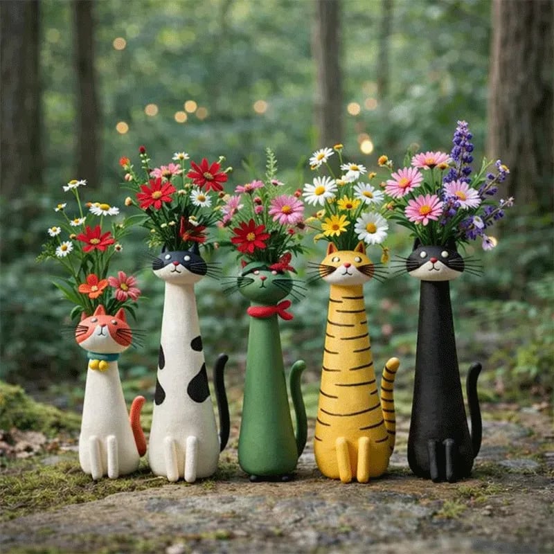 🔥 😻Handcrafted Quirky Ceramic Cat Vase