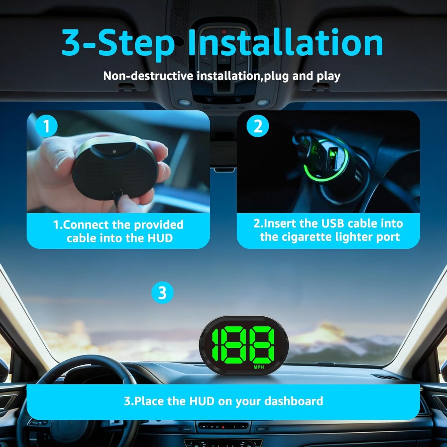 💥LAST DAY SALE 49% OFF💥-GPS Digital Speedometer for Car MPH, USB Connect Plug and Play for Car Truck Motor SUV All Vehicles
