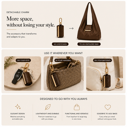 Transformable Bag – Stylish Vegan Leather Tote & Keychain Charm