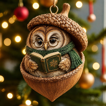 🌰🐿 Woodland Nut Hideaway Christmas Ornament – 3D-Style Raised Detail Forest Animal Keepsake