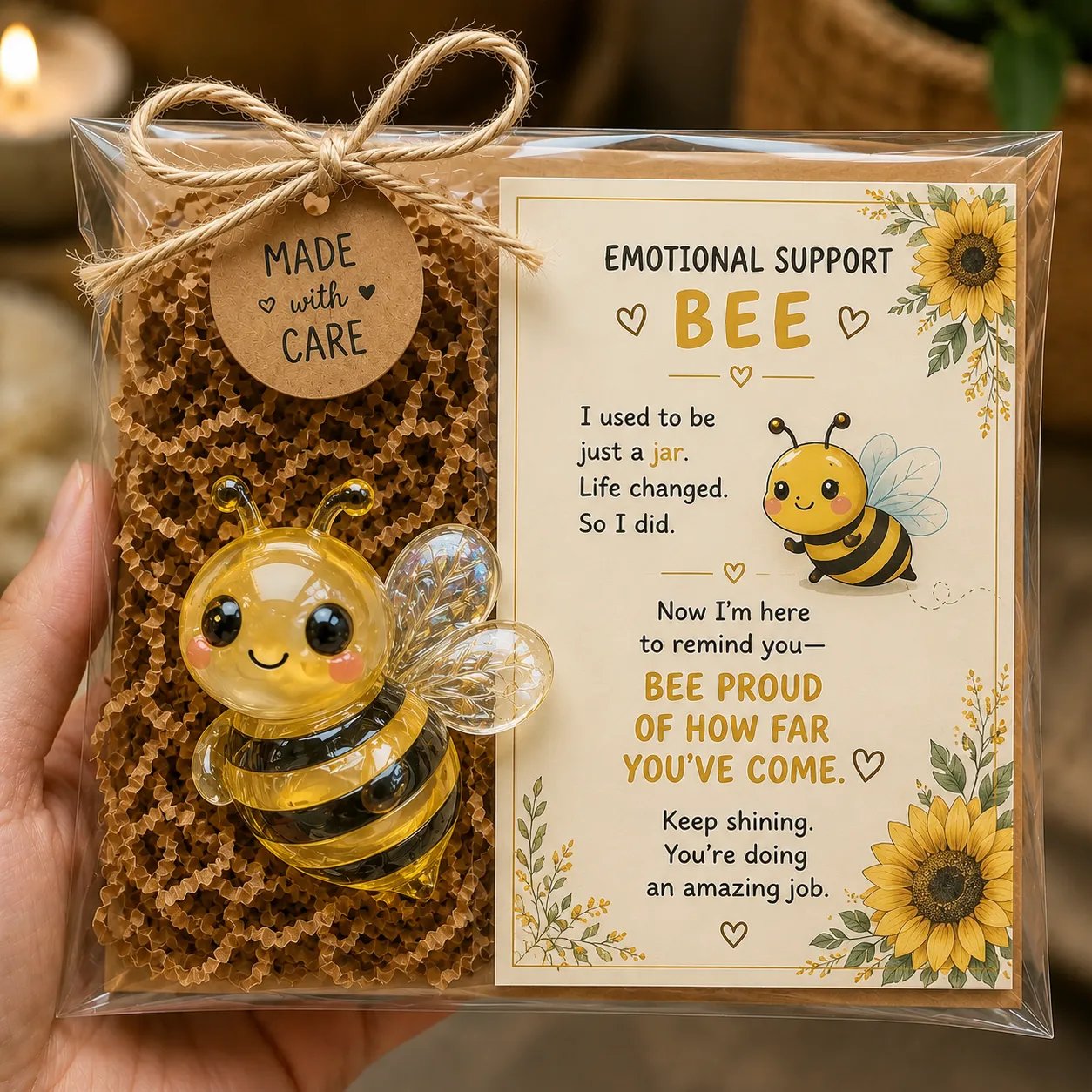 🌸🐝🦛 Emotional Support Glass Animal Gift Set – A Meaningful Little Reminder That You Matter 💕