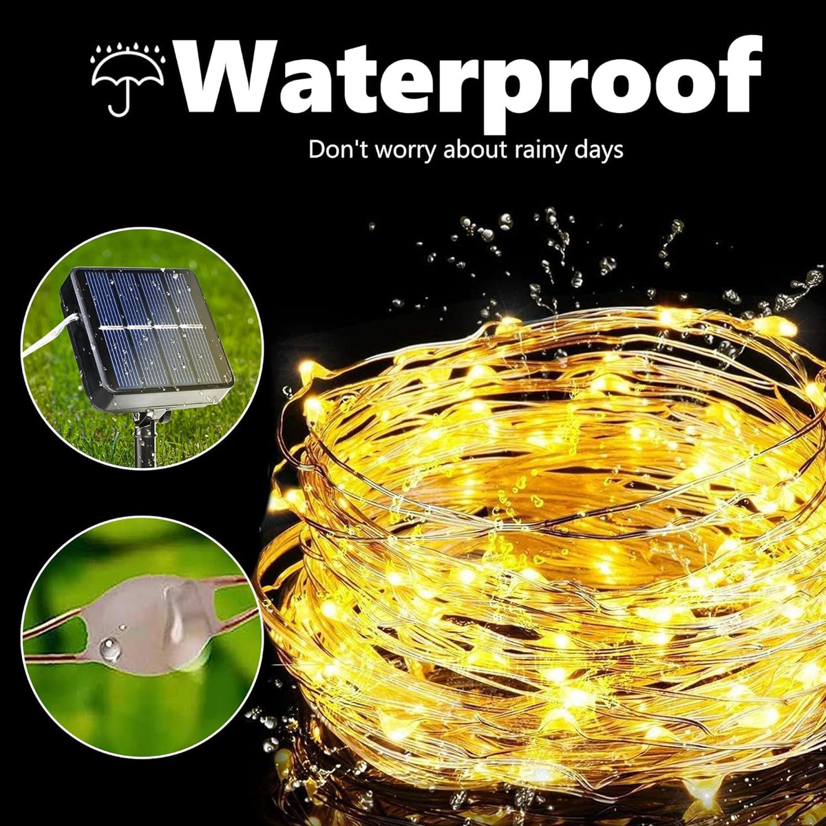 2-Pack Solar Outdoor String Lights