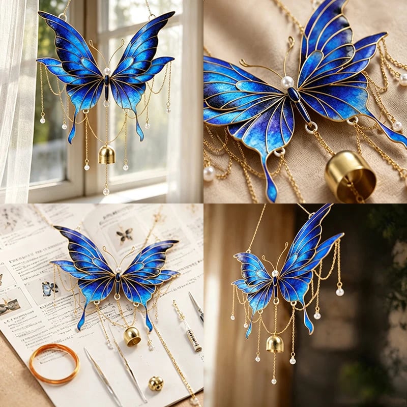 🔥LAST DAY 50% OFF - 🦋DIY Filigree Cloisonne Enamel Butterfly Wind Chime Craft Kit