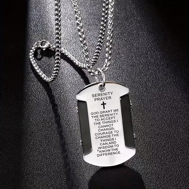 🔥2026 Bestseller🔥 Serenity Prayer Dog Tag Necklace – A Daily Reminder of Peace & Strength