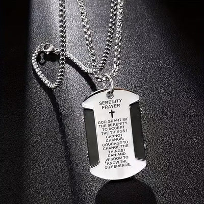 🔥2026 Bestseller🔥 Serenity Prayer Dog Tag Necklace – A Daily Reminder of Peace & Strength