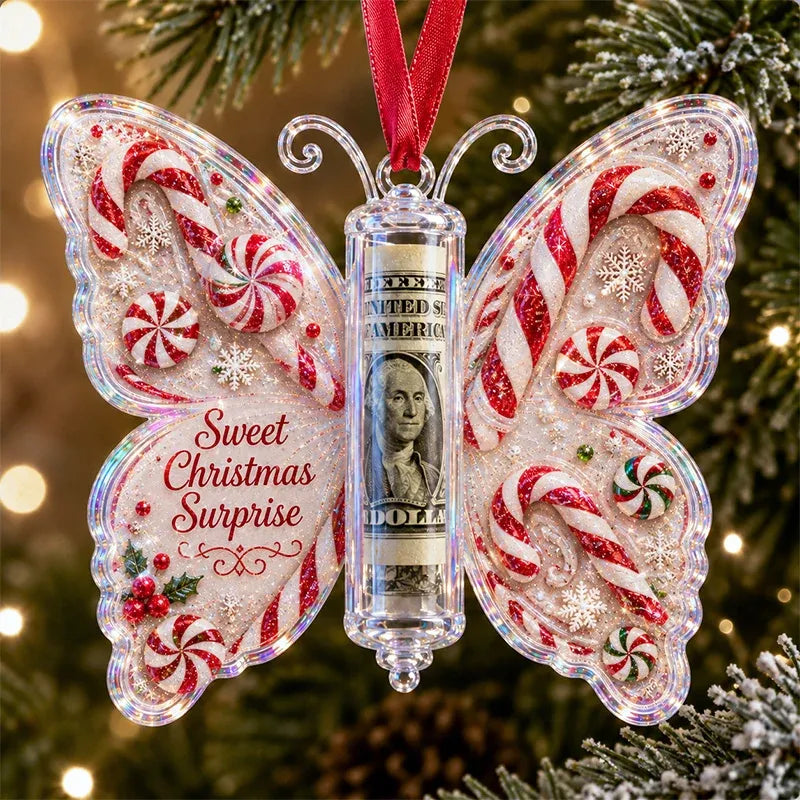 🦋🎄 3D Embossed Butterfly Christmas Cash Gift Ornament – Holiday Money Holder Keepsake 🎁