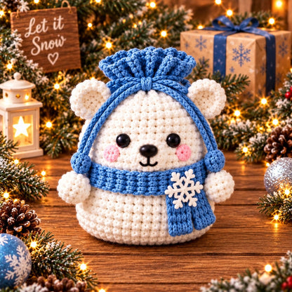 🎄 Christmas Crochet Character Gift Pouch | Reusable Drawstring Gift Bag — 12 Festive Designs