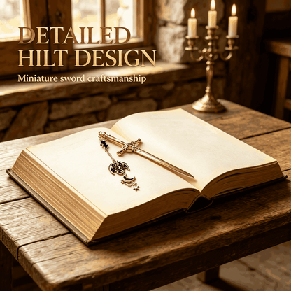 ⚔️Fantasy Sword Metal Bookmark With Dragon & Moon Charms📚