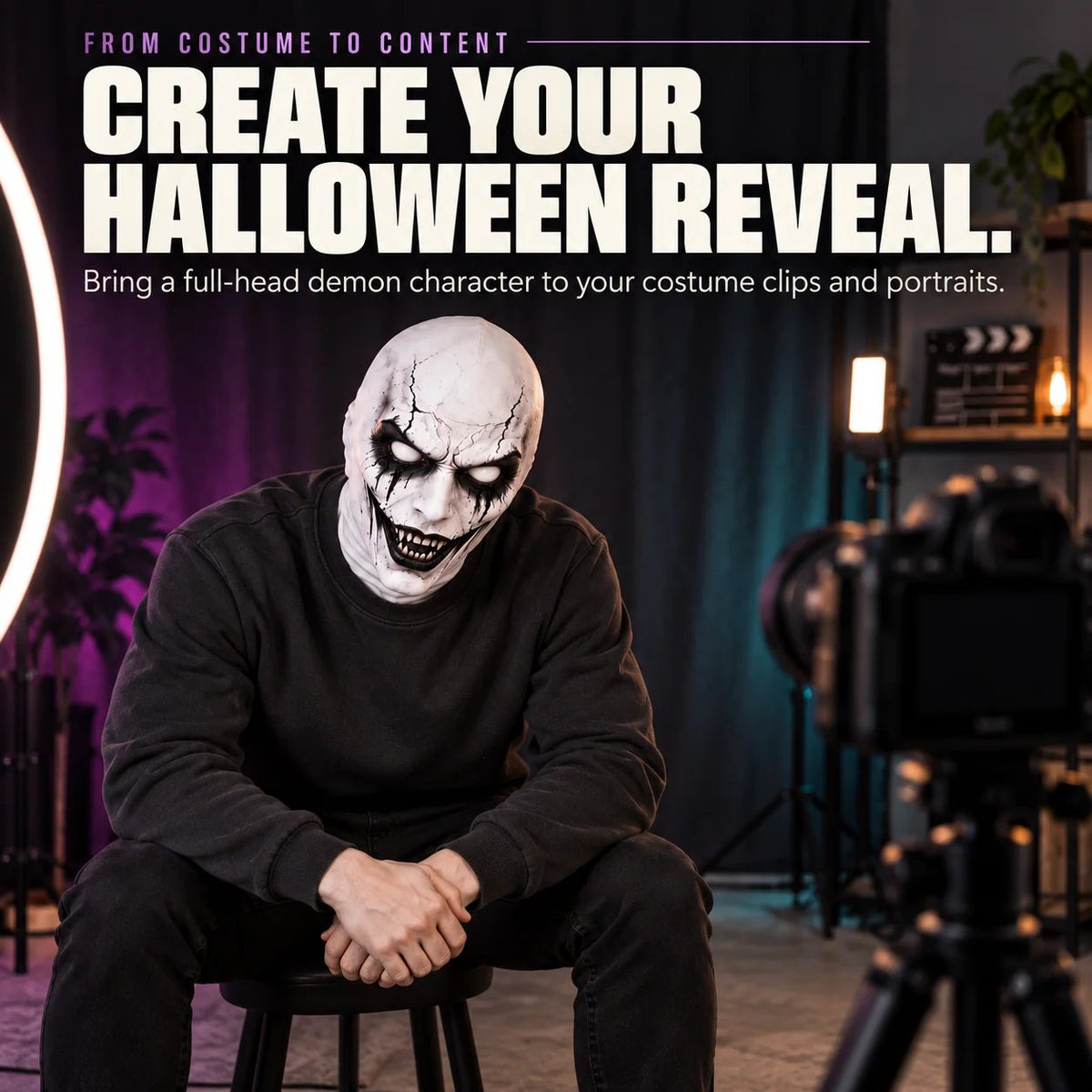 🎃 Cracked Demon Halloween Mask – Sinister Grin, Terrifying Transformation