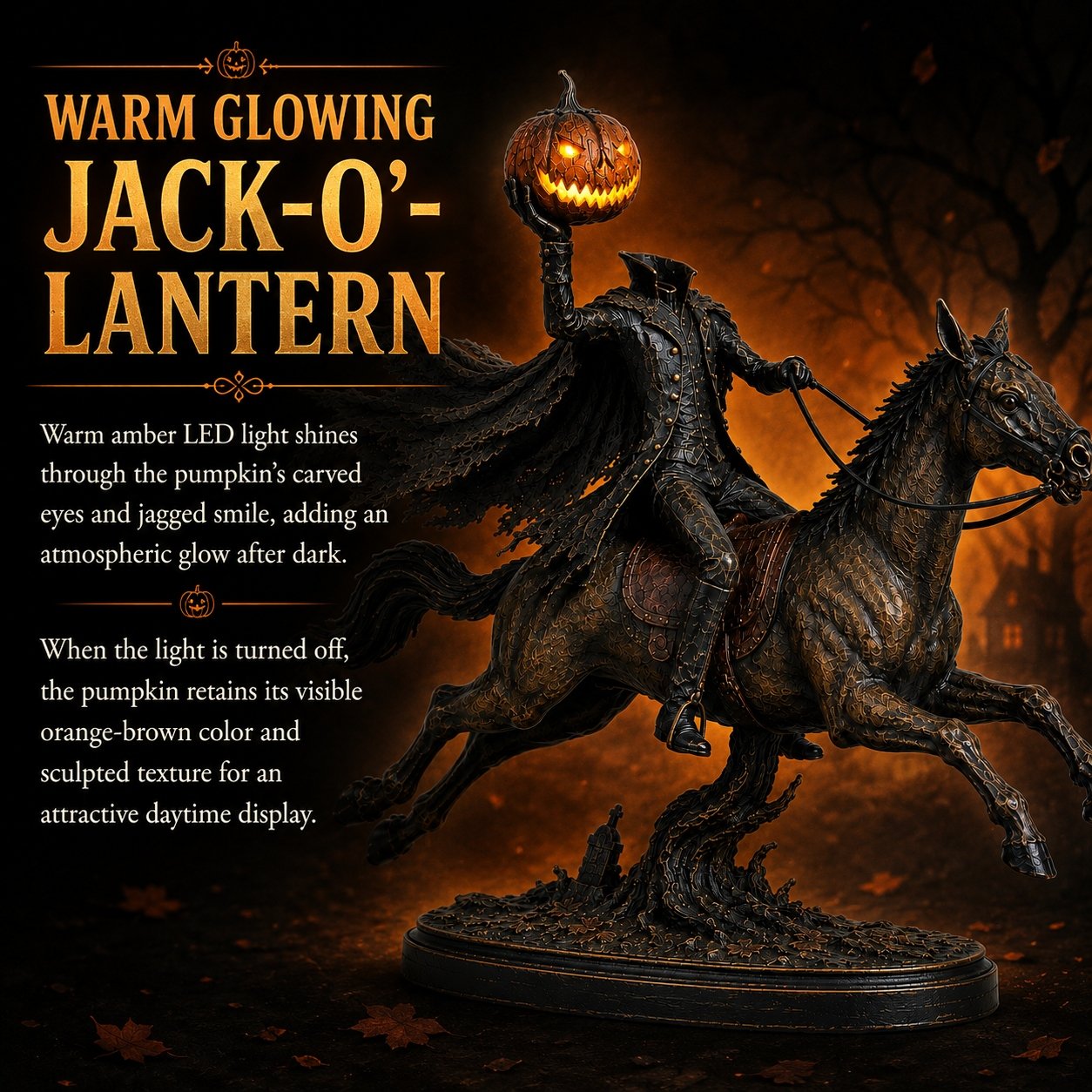 🎃🏇Midnight Chase Headless Horseman Statue