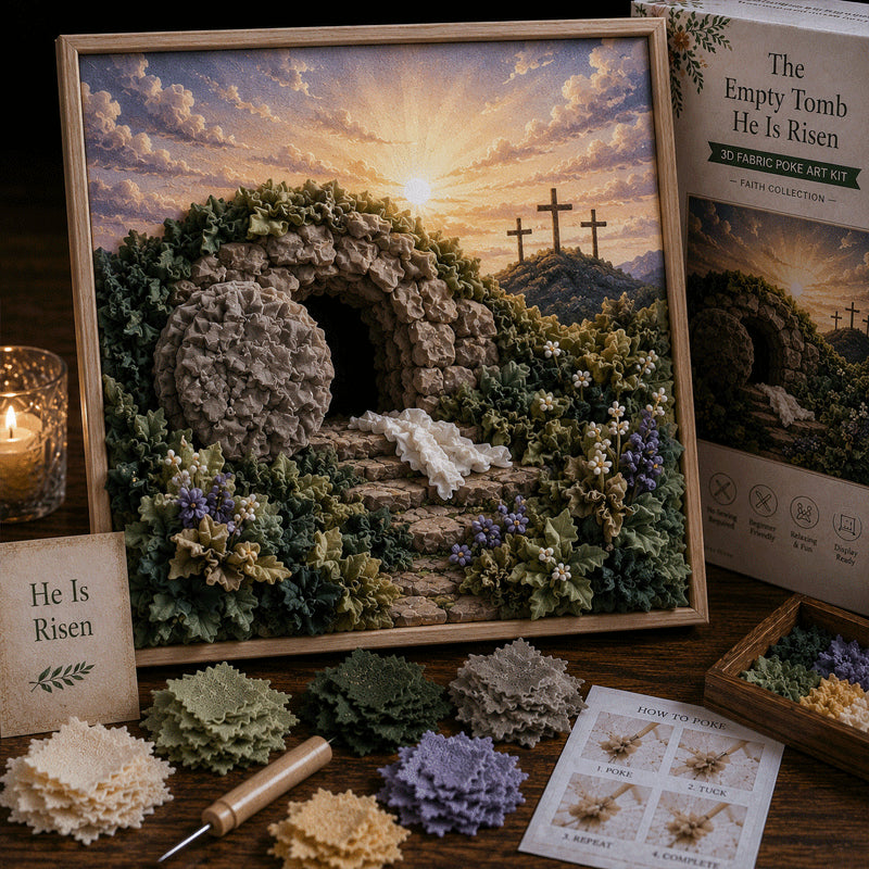 He Is Risen Empty Tomb Christian tabletop artwork