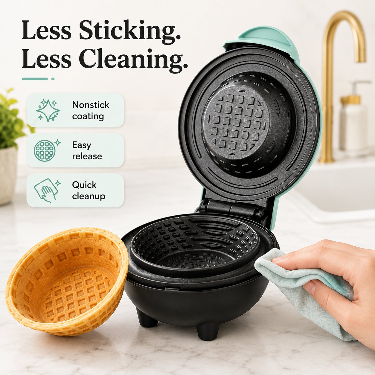 🧇 Electric Mini Waffle Bowl Maker