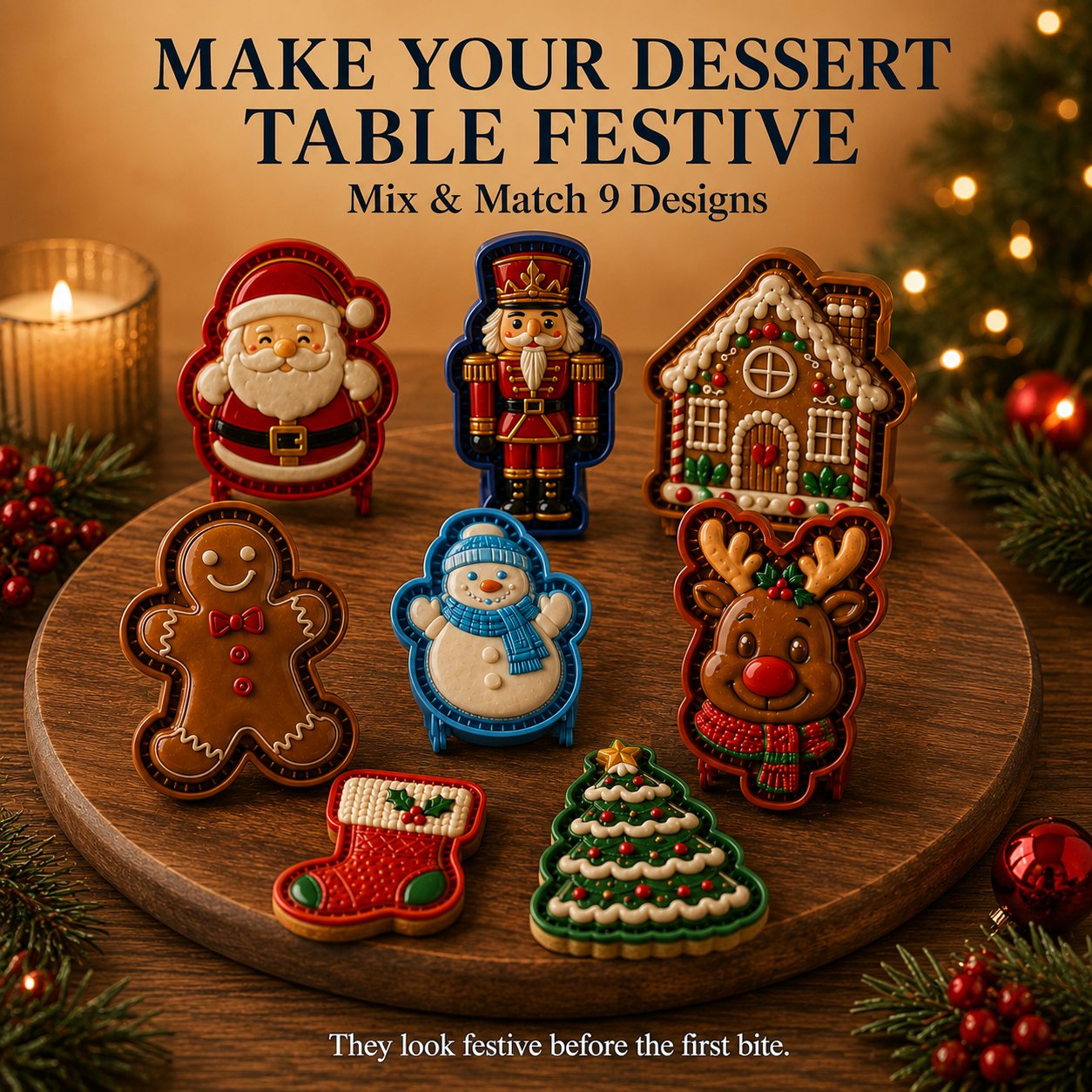 🎄 9-Design Christmas Mini Pie Mold Collection🥧✨