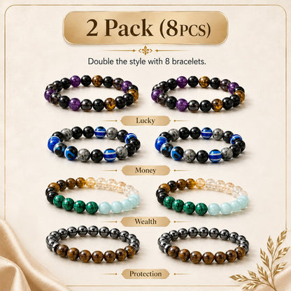 ✨ 4PCS Bohemian Beaded Bracelet Set 💎 | Wealth • Lucky • Money • Protection 🪬 | Elegant Gift for Her 🎁