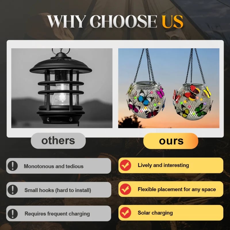 Solar Garden Pendant Light | Handcrafted Iron Art Lantern for Magical Outdoor Ambiance