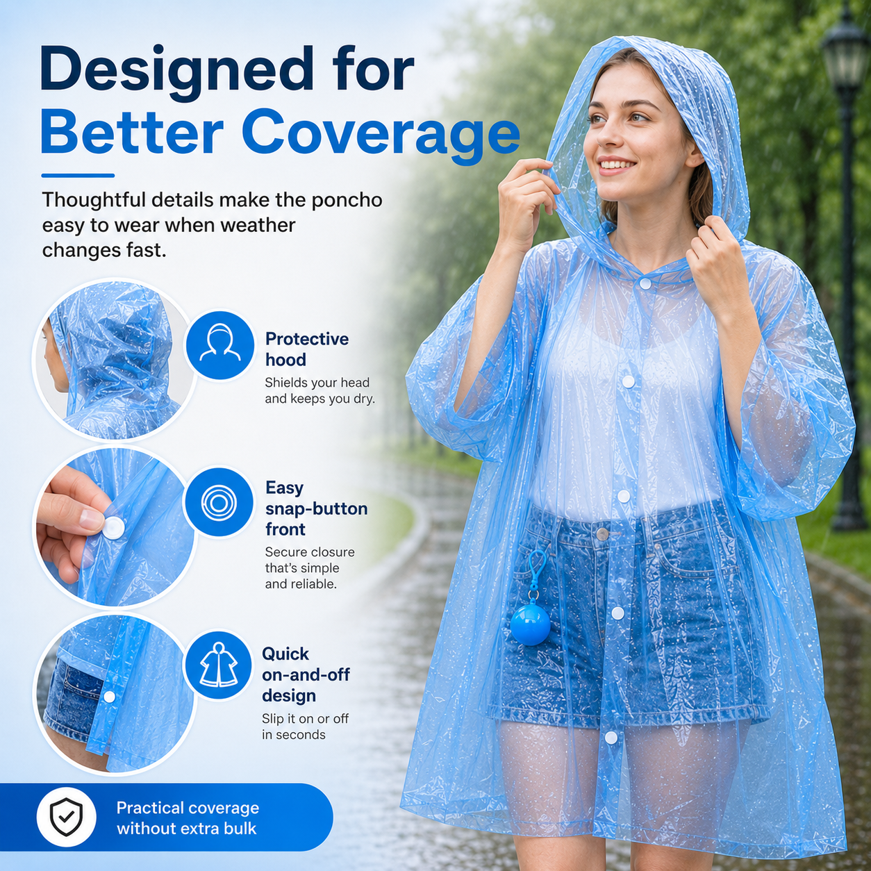 Portable Rain Poncho Ball – Waterproof Hooded Raincoat with Clip-On Case | 2, 4 & 6 Pack