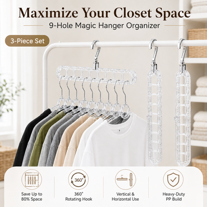 9-Hole Foldable Pants Hanger – Adjustable Anti-Slip Space-Saving Closet Organizer