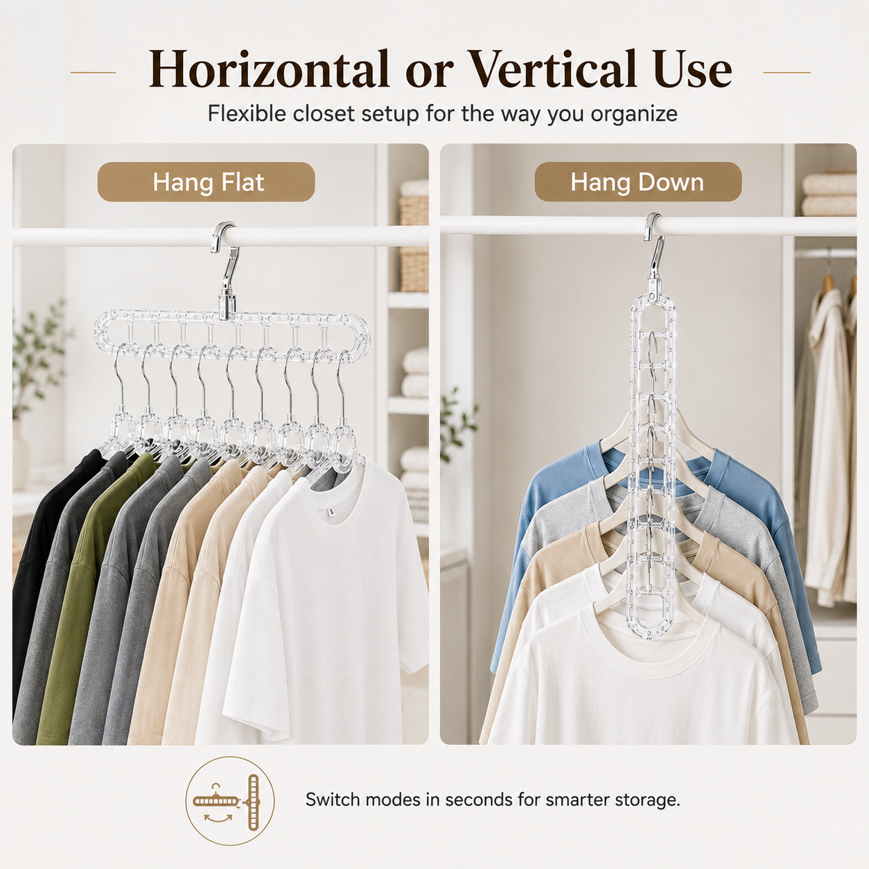 9-Hole Foldable Pants Hanger – Adjustable Anti-Slip Space-Saving Closet Organizer