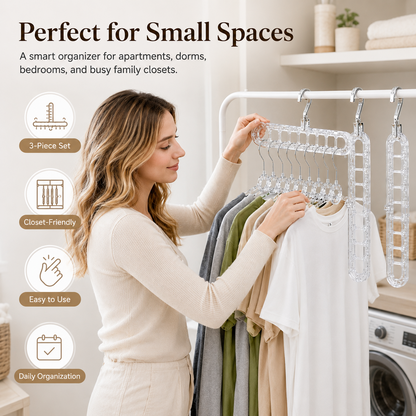 9-Hole Foldable Pants Hanger – Adjustable Anti-Slip Space-Saving Closet Organizer