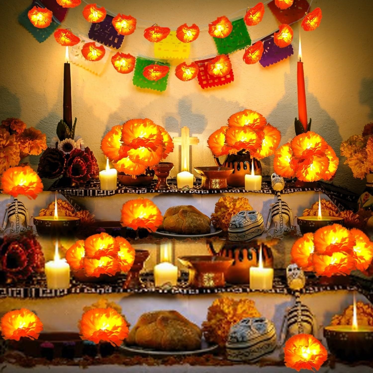 🎃Halloween Early Sale🎃🌼 Mexican Marigold Flower String Lights