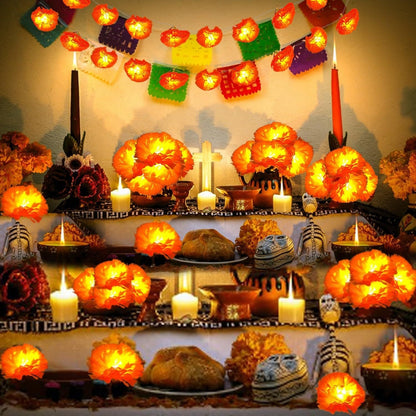 🎃Halloween Early Sale🎃🌼 Mexican Marigold Flower String Lights