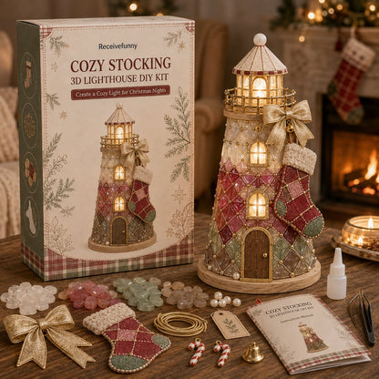 🎄Beginner-Friendly DIY Lighted Christmas Character Sea Glass-Style Lighthouse Kit Collection