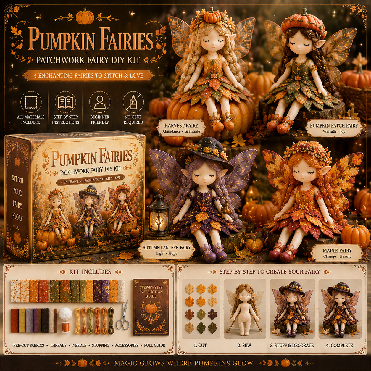 🧚Fairy Patchwork DIY Kit – Create 4 Handmade Fairy Keepsakes
