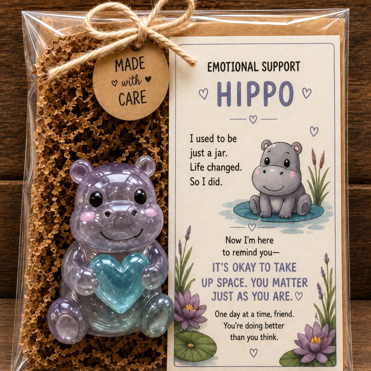 🌸🐝🦛 Emotional Support Glass Animal Gift Set – A Meaningful Little Reminder That You Matter 💕