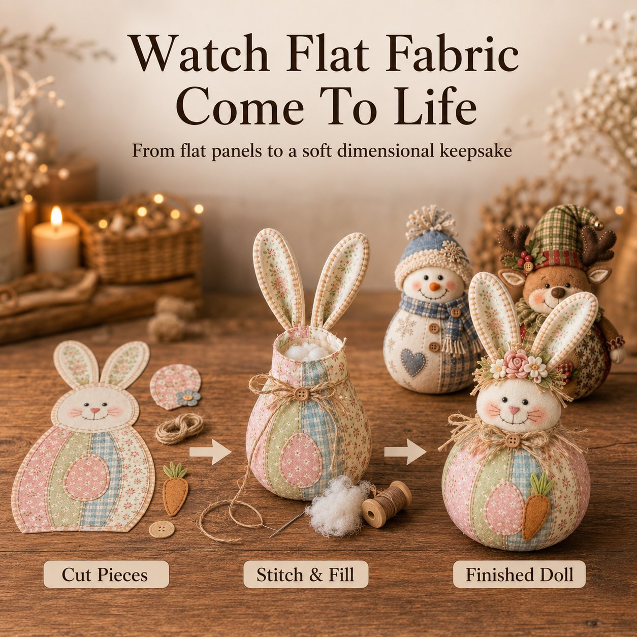 DIY Patchwork Fabric Character Doll Kit