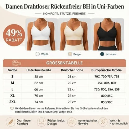 🔥 Kabelloser, rückenfreier Damen-BH in Unifarben