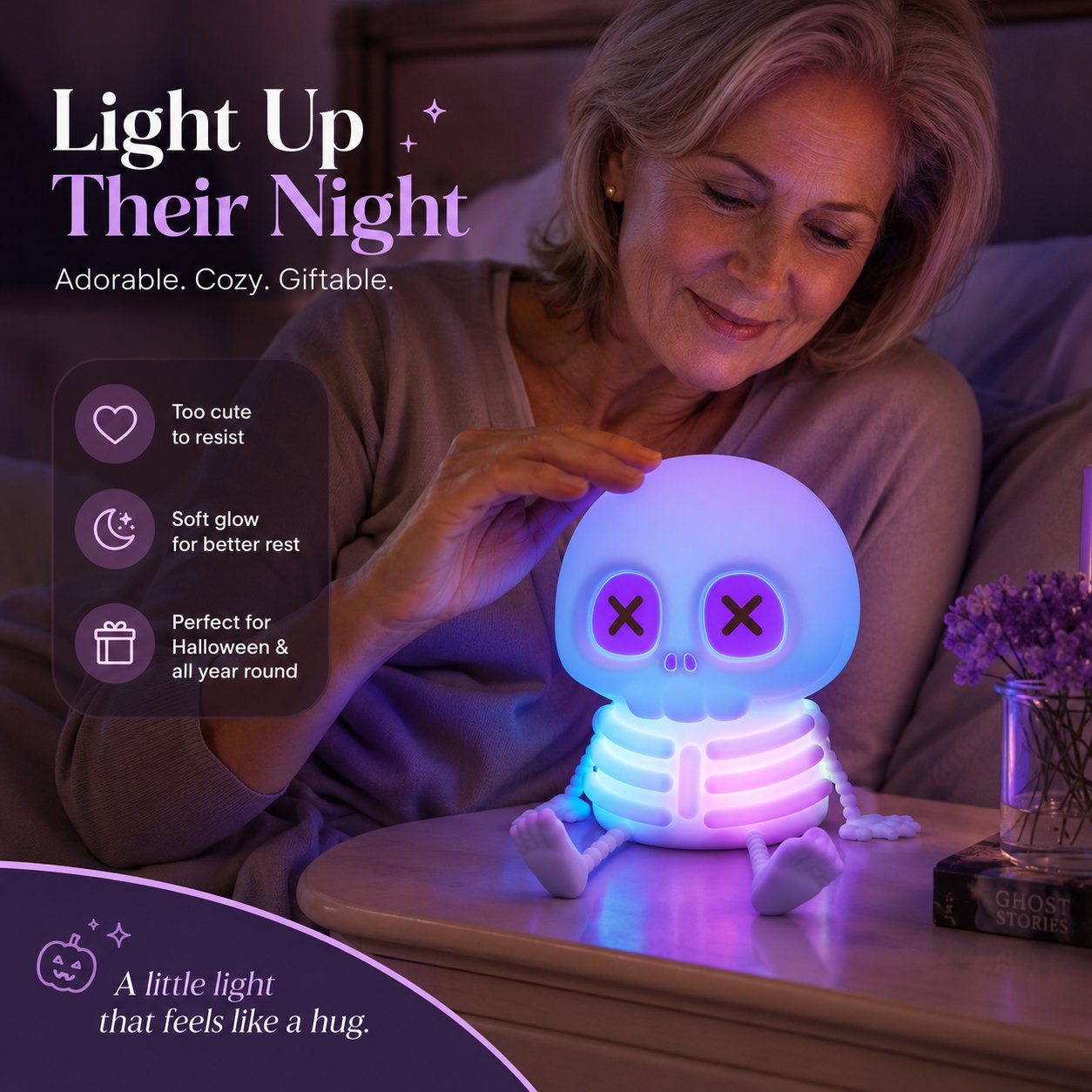 💀Last Day 50% OFF🔥Charming Silicone Skeleton Color Changing Bedside Night Light🔥