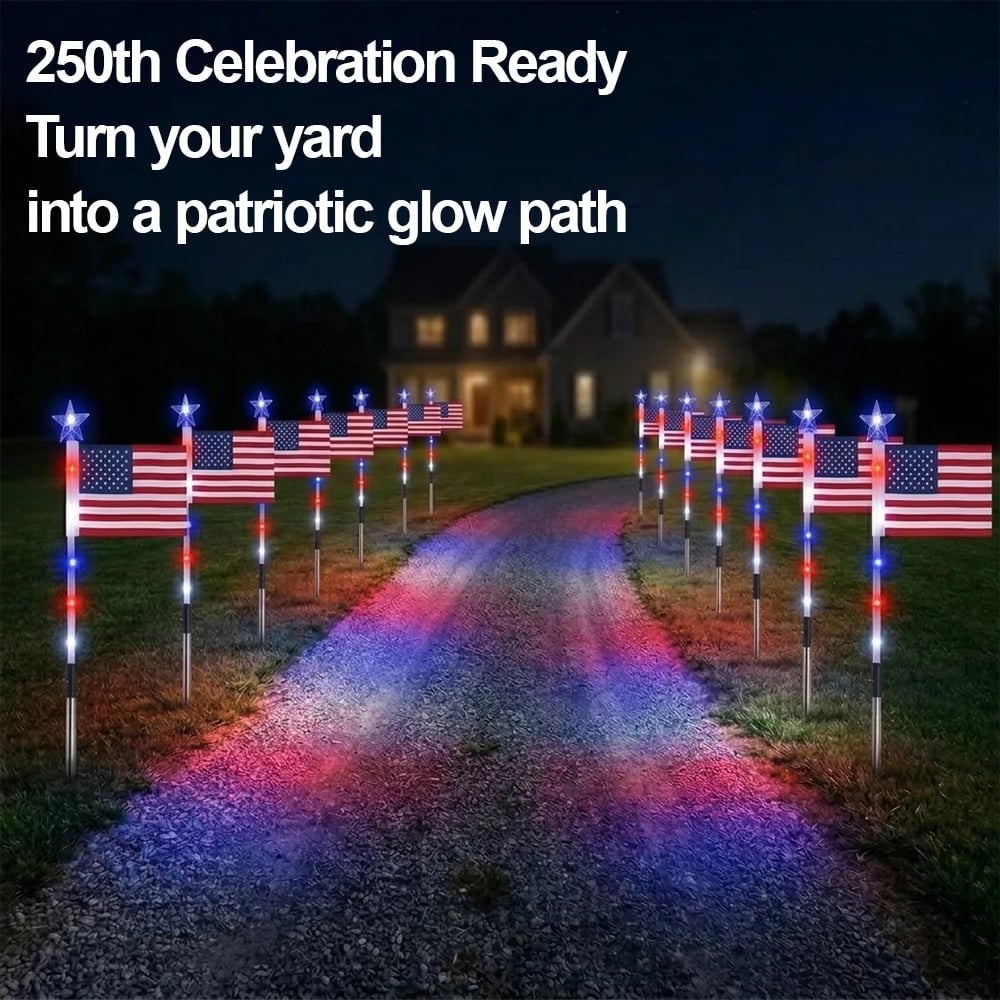 🔥Letzter Tag: 49% RABATT🔥8 Solar-Wegeleuchten mit amerikanischer Flagge – Rot, Weiß & Blau für den Garten zum 250. Unabhängigkeitsjubiläum 🇺🇸✨