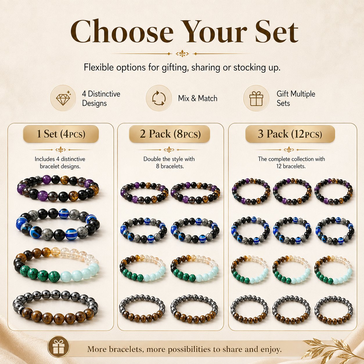 ✨ 4PCS Bohemian Beaded Bracelet Set 💎 | Wealth • Lucky • Money • Protection 🪬 | Elegant Gift for Her 🎁