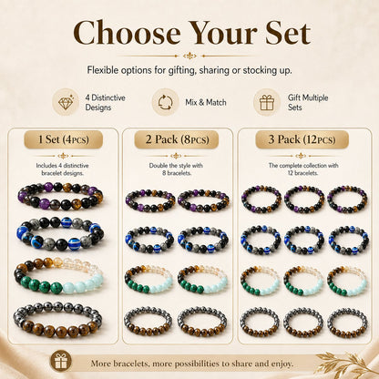 ✨ 4PCS Bohemian Beaded Bracelet Set 💎 | Wealth • Lucky • Money • Protection 🪬 | Elegant Gift for Her 🎁